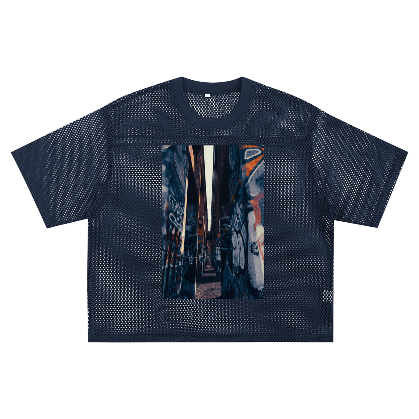 Blue Boxy-Net Oversized T-shirt