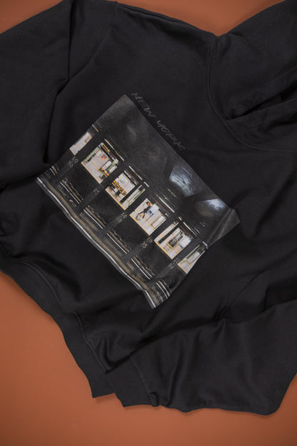 Boxy Hoodie- Subway - Black