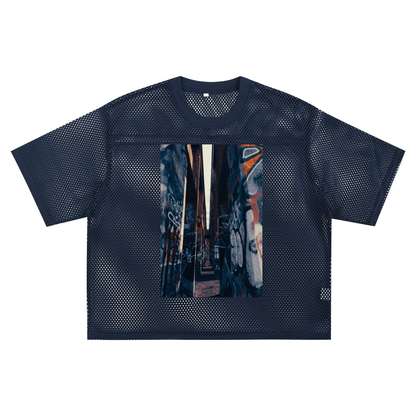 Blue Boxy-Net Oversized T-shirt